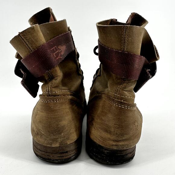 FLY London Stay Rug Biker Boots Combat Leather Lace Up Buckle Strap Brown 8 - Picture 5 of 6